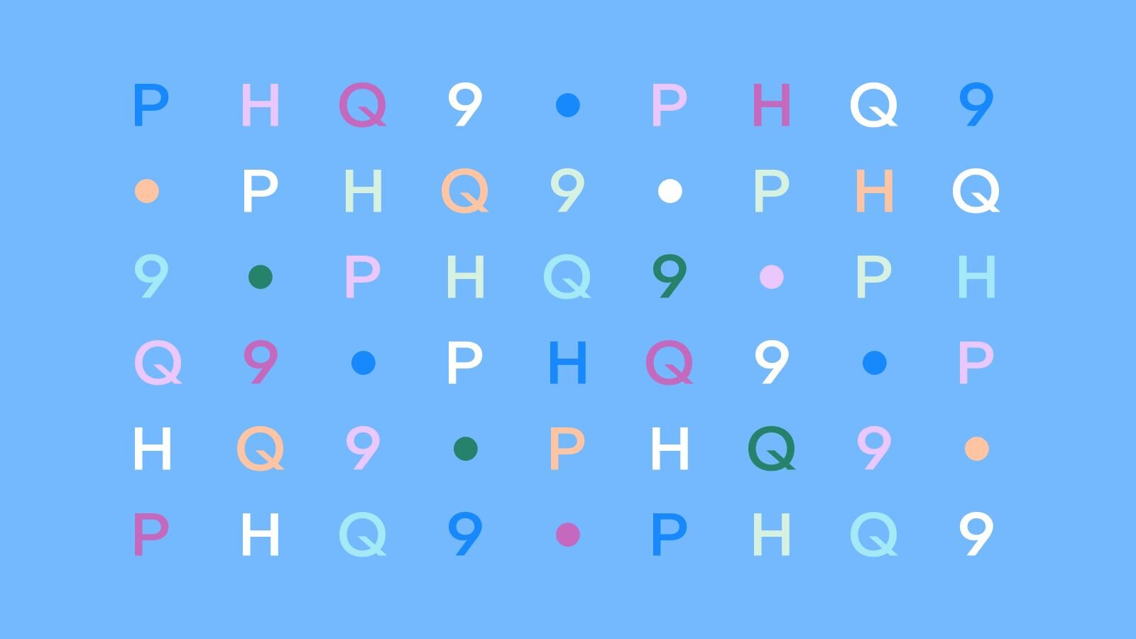 A graphic pattern that repeats the abbreviated name of the assessment: "PHQ-9"