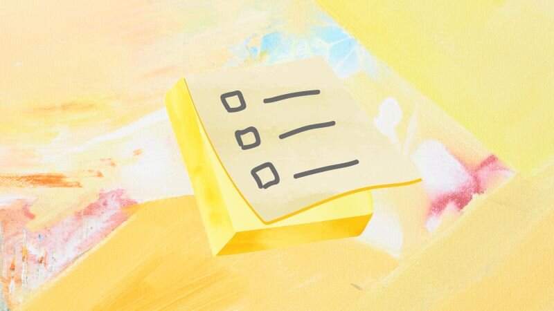An illustration of a note pad with a non-descript to-do list on it.