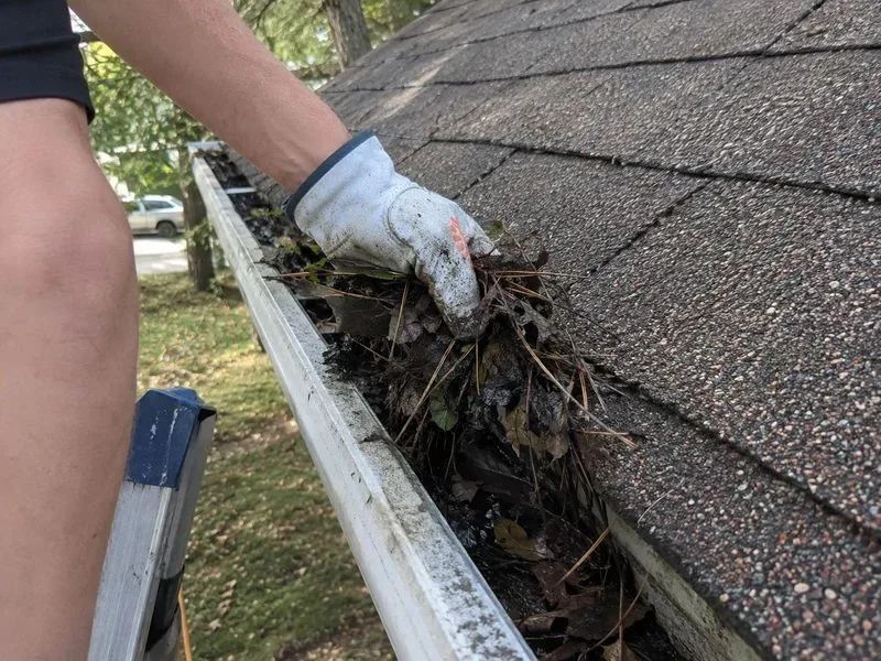 Gutter Cleaning in progress on a residential property