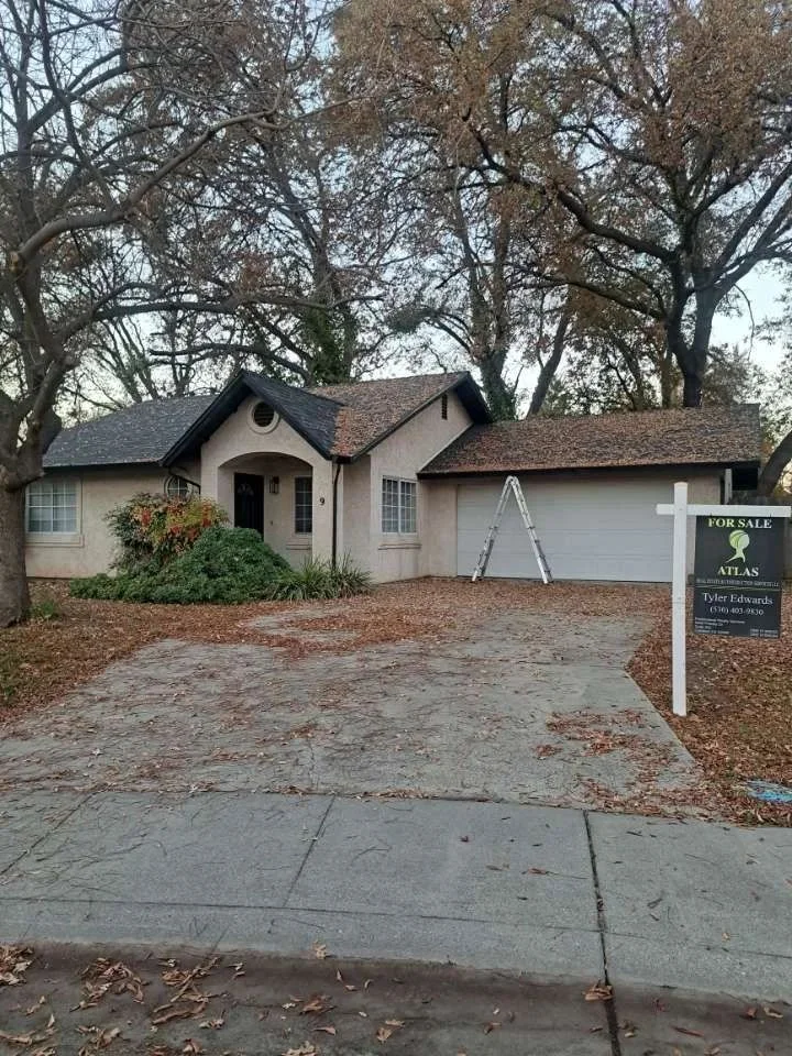 Leaf Blowing in progress on a residential property