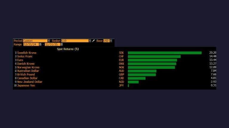 G10 currency performance in 2025