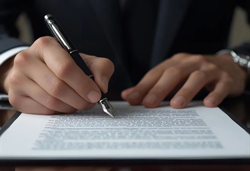 business man signing document