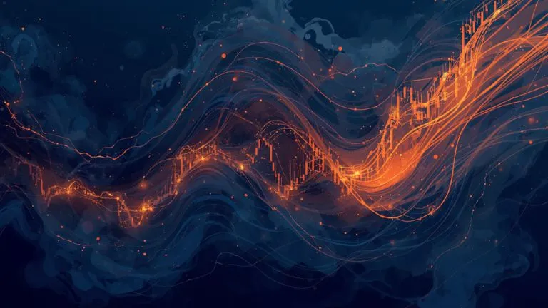 abstract orange price chart on a cloud dark background
