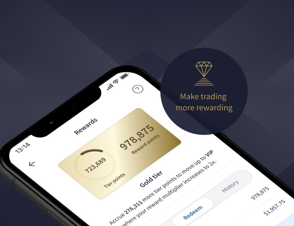 Rewards tab in the FXTM app