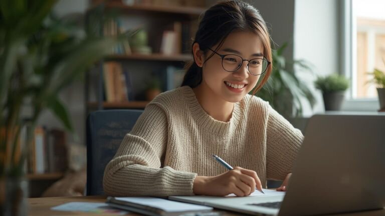 happy female beginner investor trying out copy trading