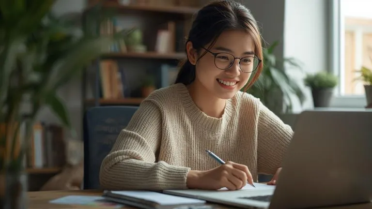 happy female beginner investor trying out copy trading