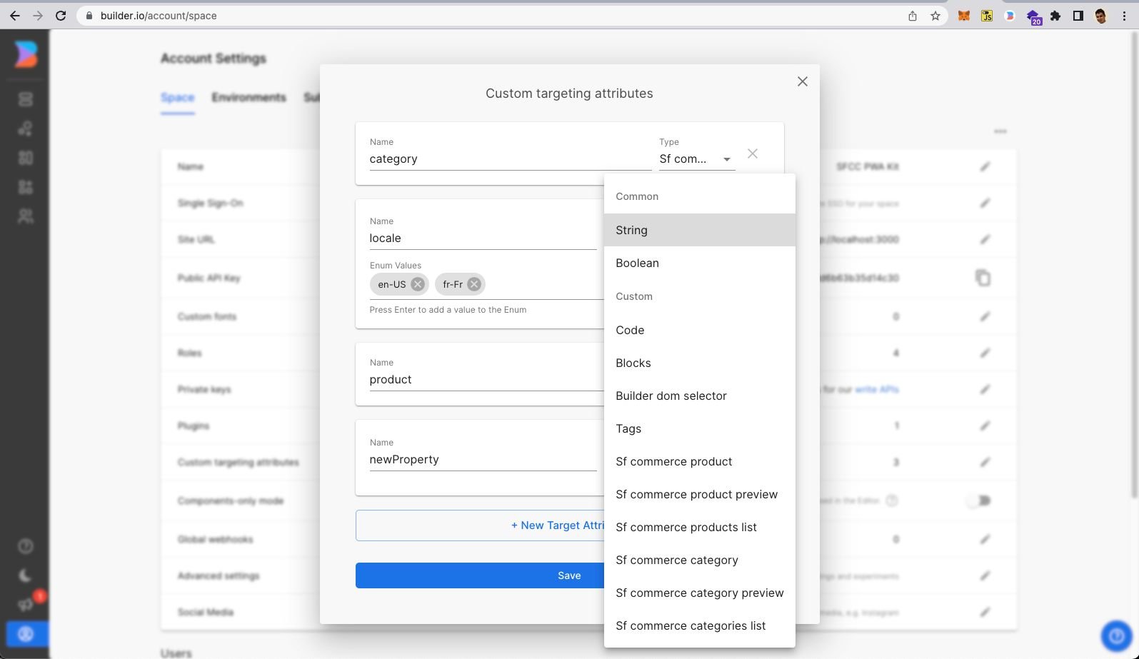 Custom targeting attributes