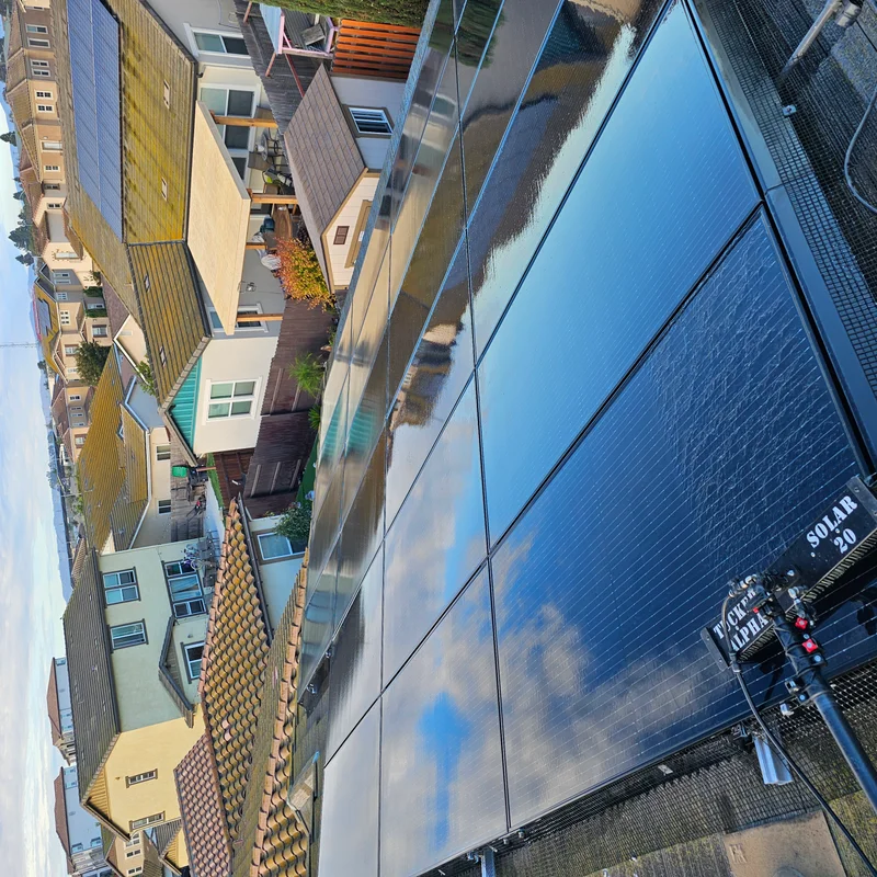 Solar panels after professional cleaning service