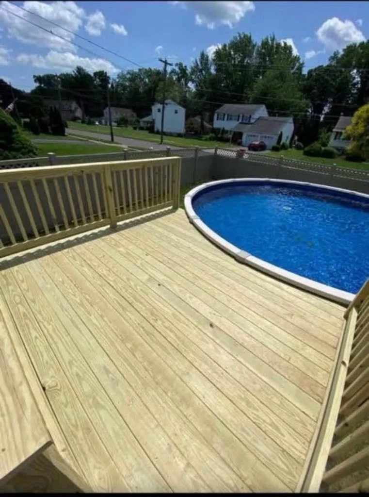 Poolside Deck with Wood Railing — Pennsylvania