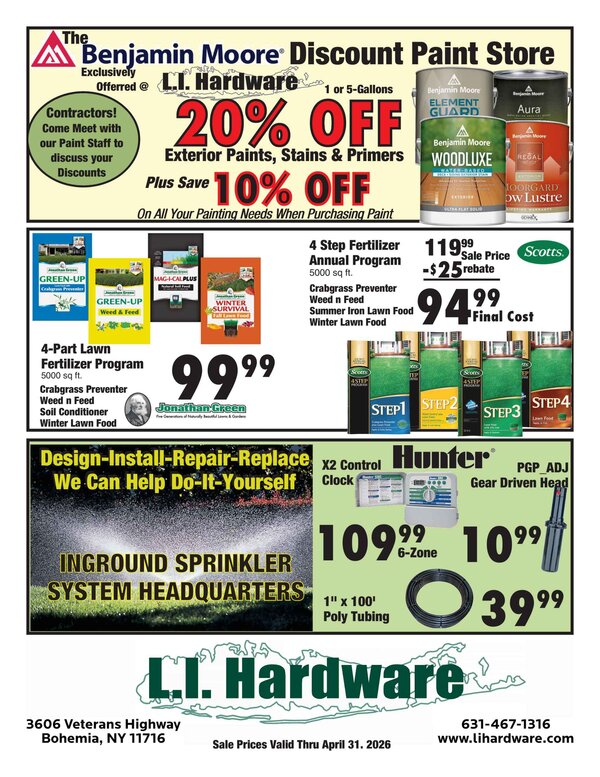 In-Store Spring Sale Flyer from Long Island Hardware.