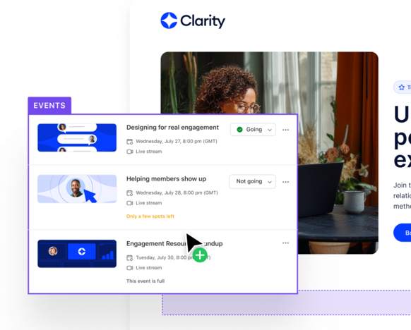 Use dynamic blocks to preview events, featured posts, and course highlights