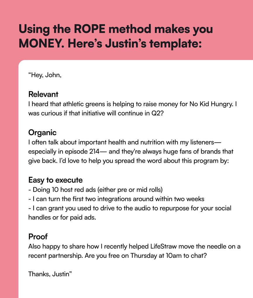 ROPE method to land podcast sponsorships