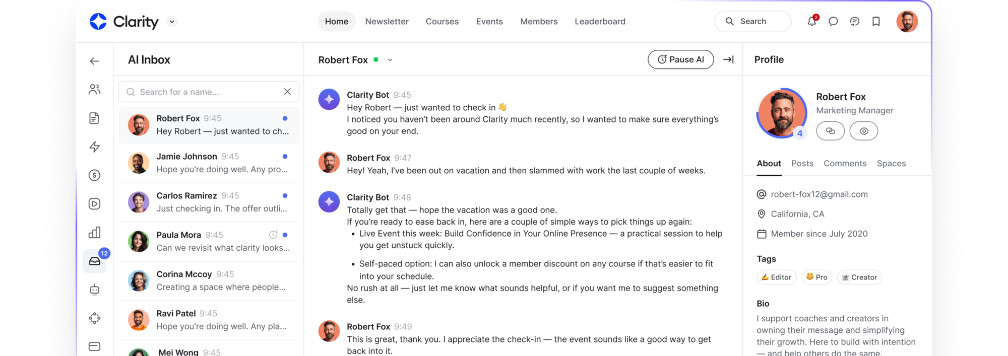 Point members to relevant conversations