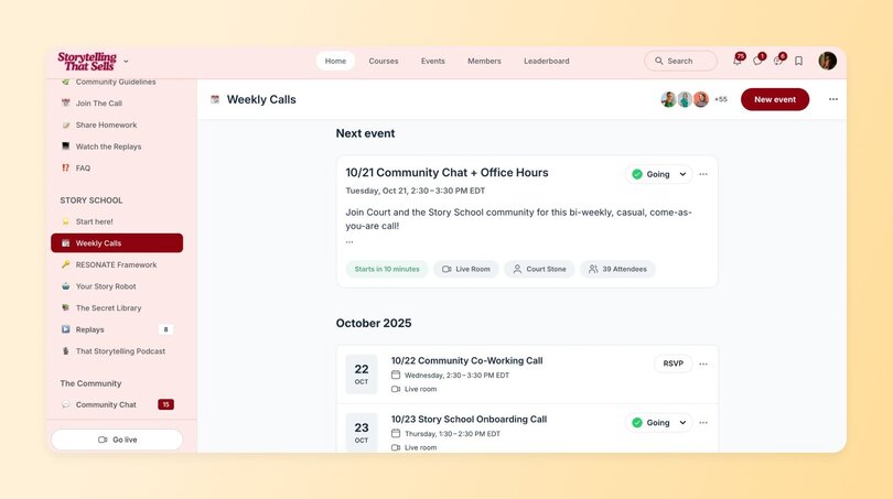 Story School Weekly Calls space