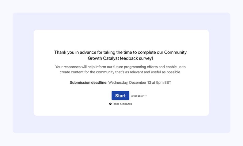 Survey example for cohort programmers