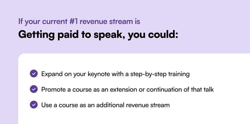 If your current #1 revenue stream is getting paid to speak, you could: