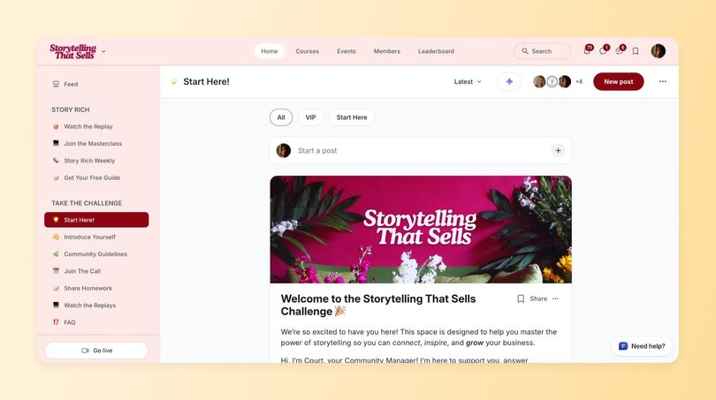 Storytelling That Sells challenge Start Here space