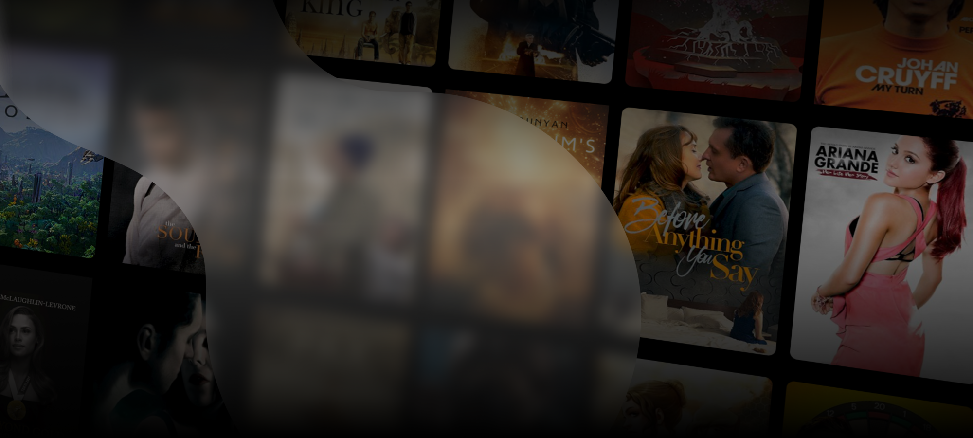 dark background with media covers