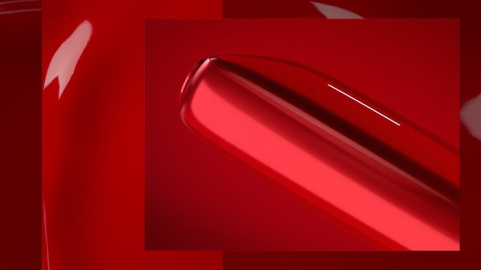 Ausgestellt ist ein rotes Ploom-Gerät in Sonderedition mit Insight View.