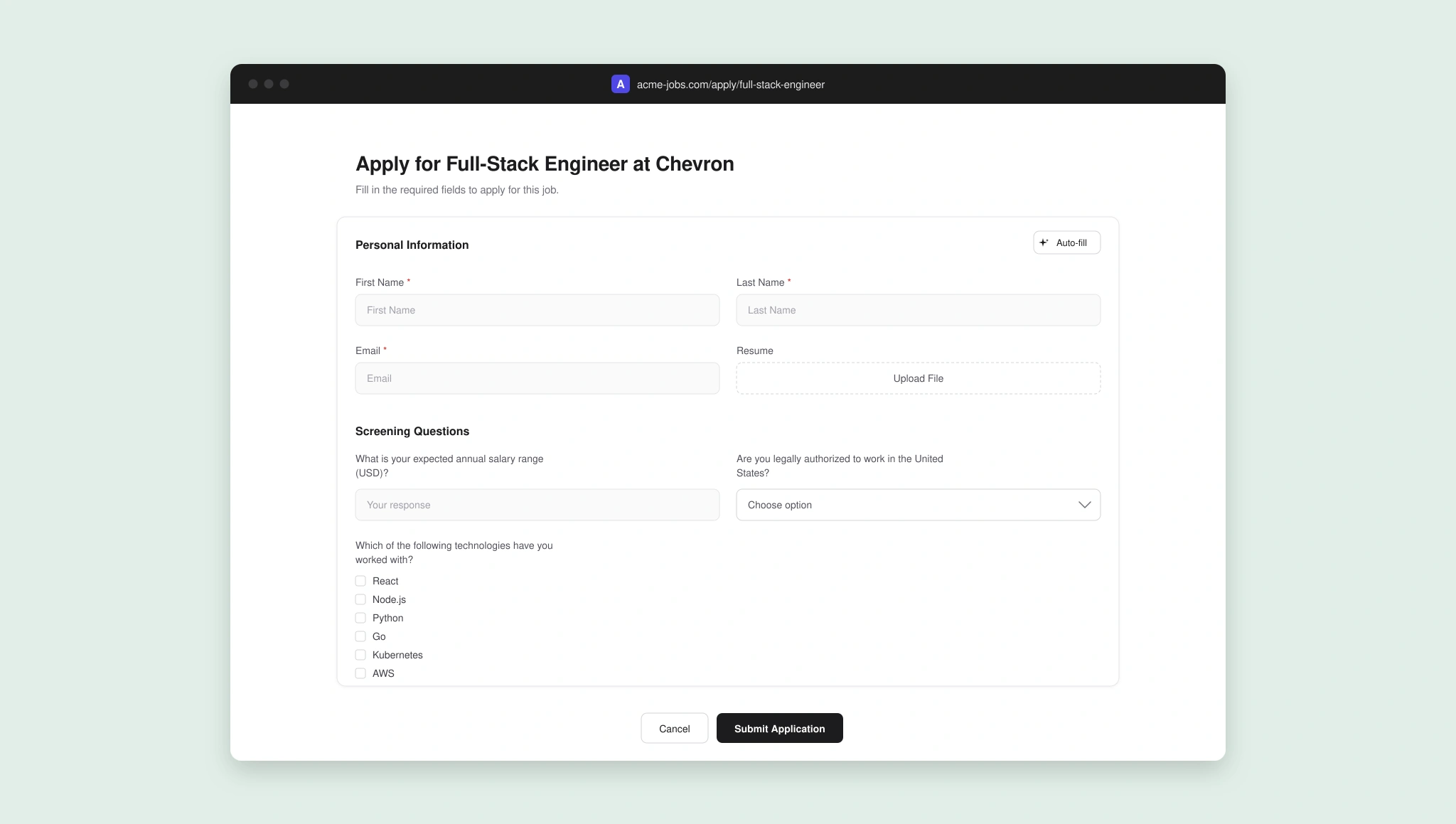 Step 2: Render the parsed application form