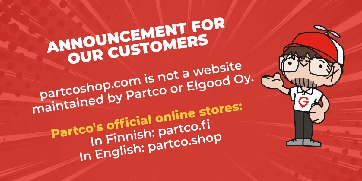 Customer notice, partcoshop.com is not Partco’s online store