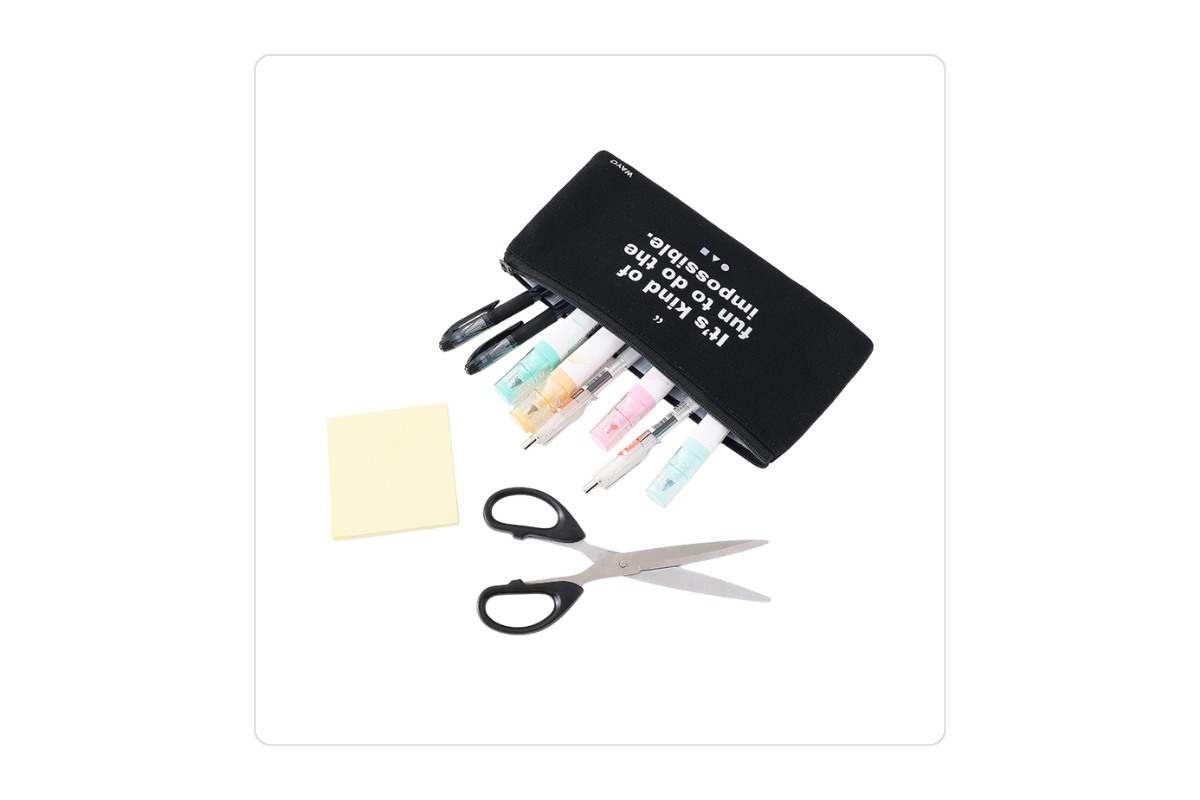 Customizable flat zippered cotton pencil pouch from Wayo