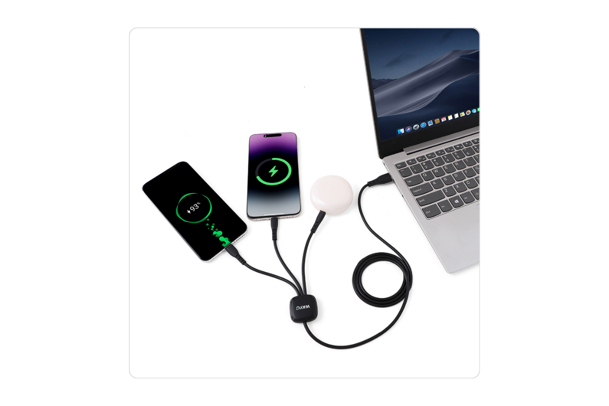 Customizable extra-long 3-in-1 charging cable from Wayo