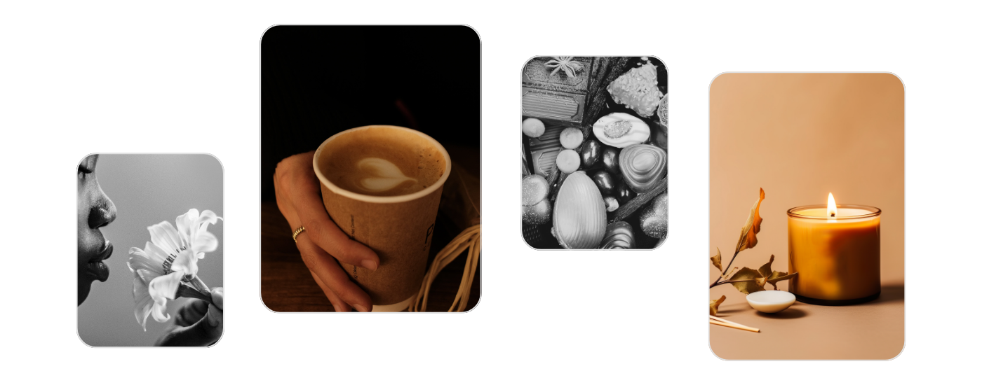 A candle, coffee, and flowers representing the “small treat economy” trend in thoughtful corporate gifting 2025.