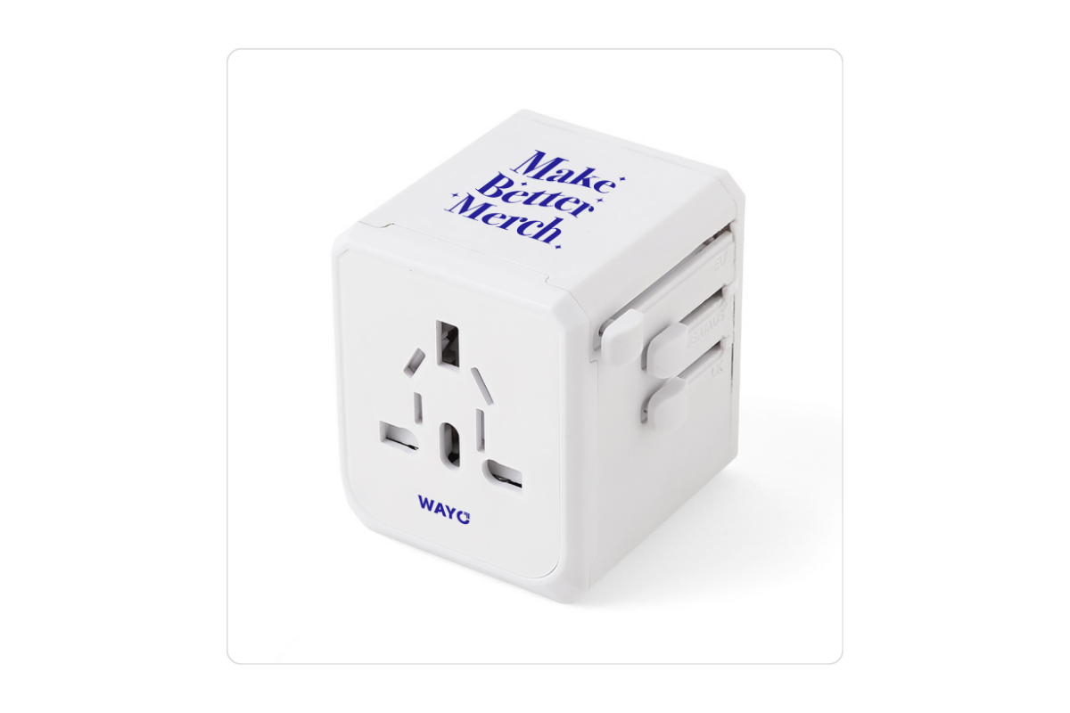 Customizable universal travel plug adapter from Wayo