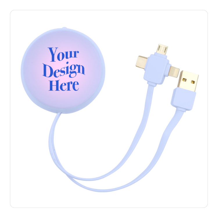 Custom 3-Port USB Retractable Charging Cord from Wayo