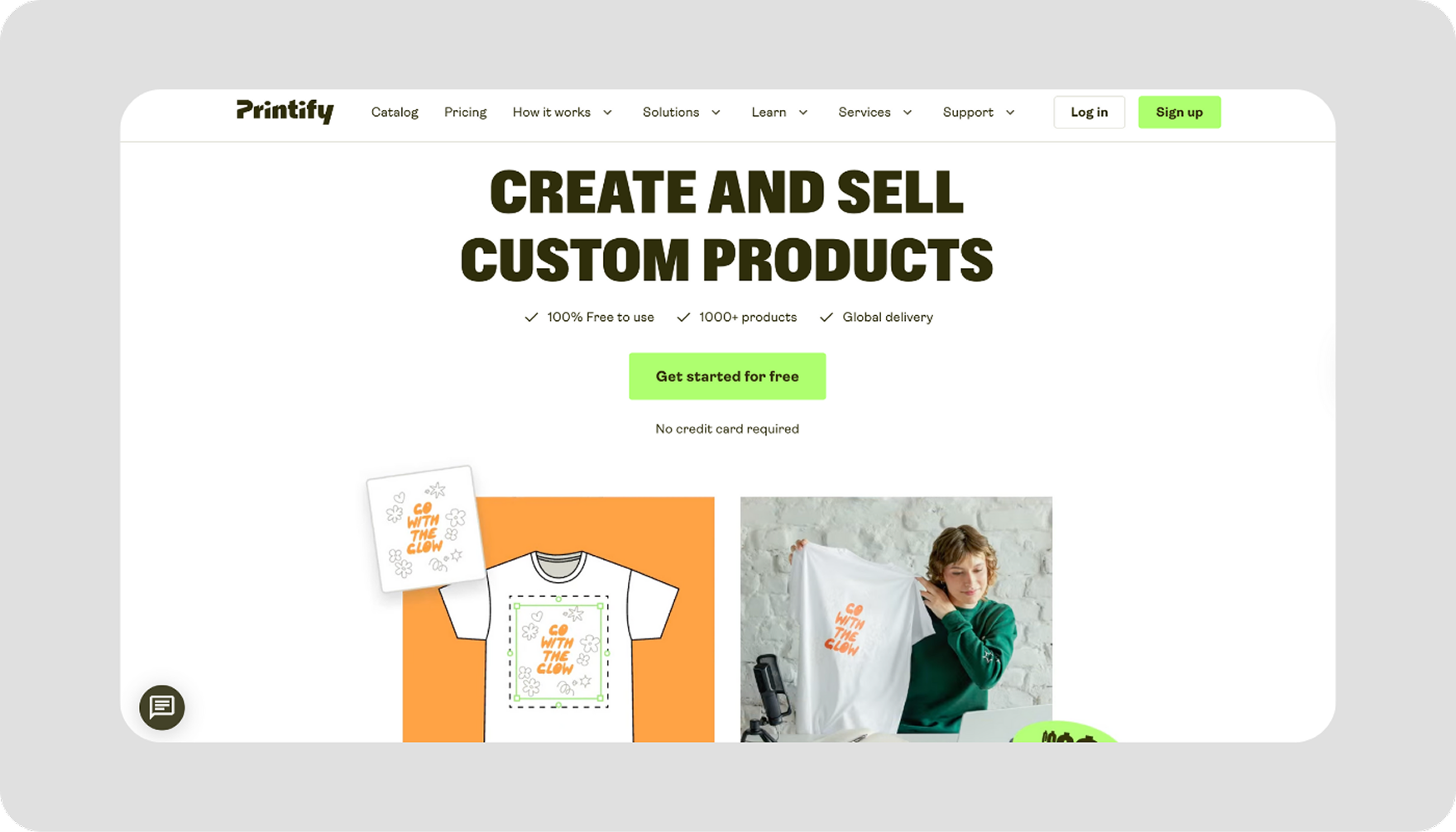 Screenshot of Printify website