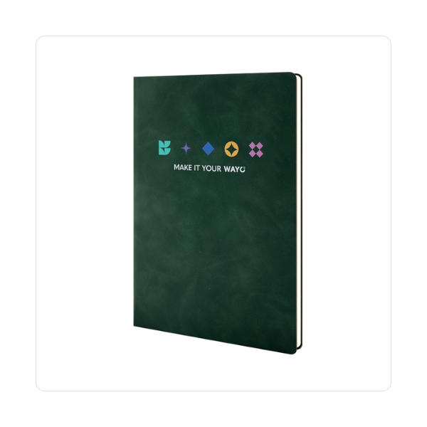 Customizable A5 soft vegan leather notebook from Wayo