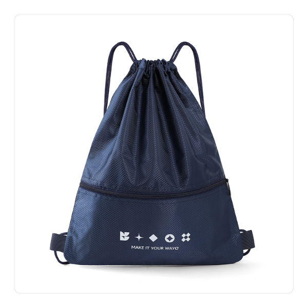 Textured Drawstring Backpack with Zippered Pocket from Wayo