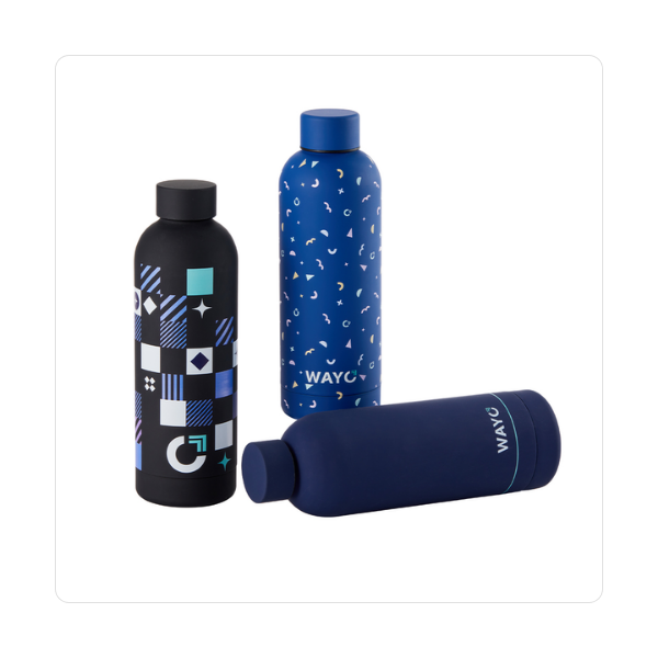 Customizable 17 oz. stainless steel water bottle from Wayo