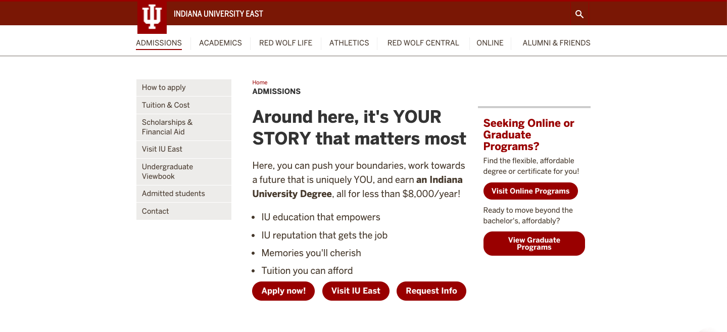 indiana university admissions page