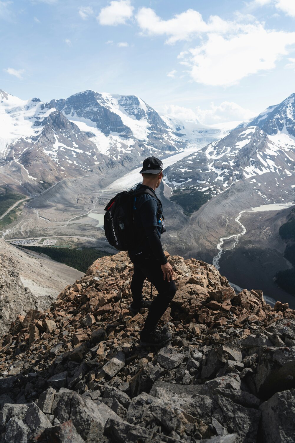 man standing on mountain