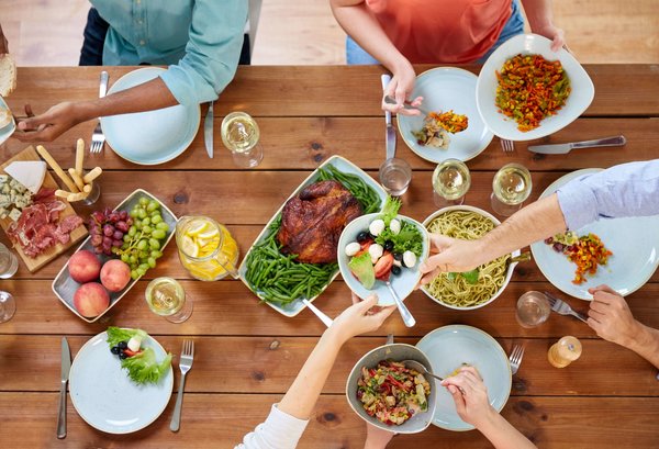 Sharing food with friends and family