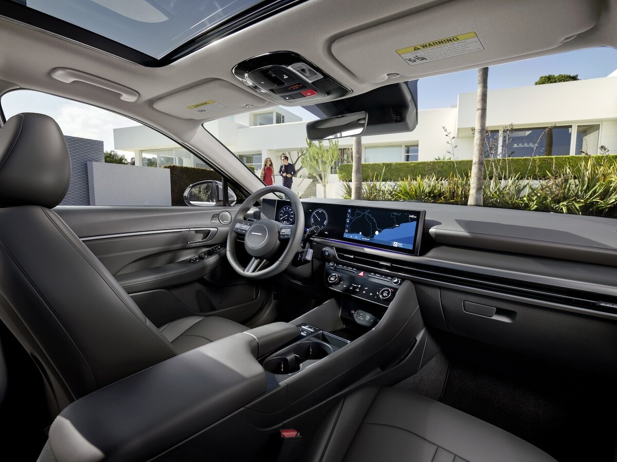 2026 Hyundai Sonata interior showing steering wheel and dashboard