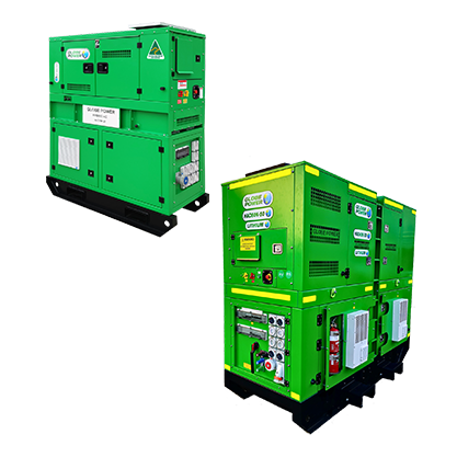 Range of hybrid AC generators for efficient temporary power with reduced fuel consumption and emissions, available from Access Hire Australia.
