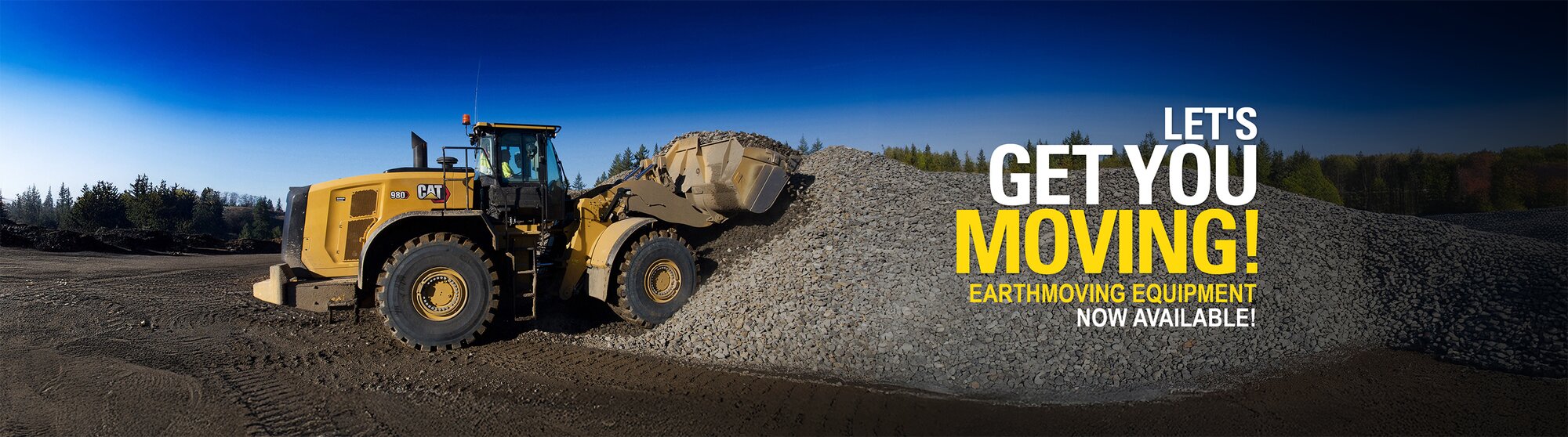 Wheel loader moving material on a worksite, promoting earthmoving equipment available through Access Hire.