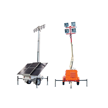 Range of lighting towers for temporary worksite lighting and illumination, available from Access Hire Australia.
