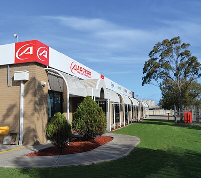 Access Hire Adelaide branch building with customer entrance and landscaped grounds
