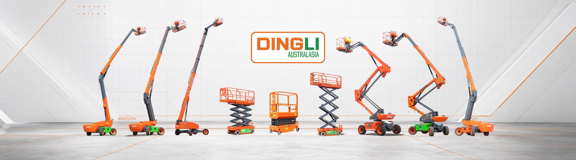 Dingli Australasia range of scissor lifts and boom lifts.