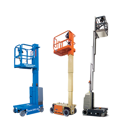 Range of man lifts for compact elevated access in indoor and confined work areas, available from Access Hire Australia.