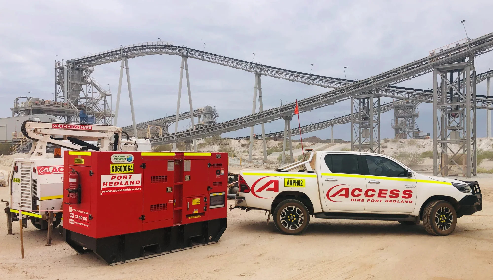 Power generation equipment and Access Hire vehicle supporting a project in Port Hedland