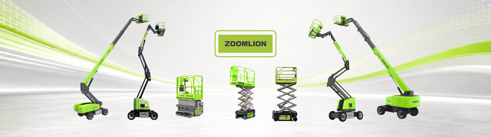 Zoomlion range of scissor lifts, articulating boom lifts and telescopic boom lifts.