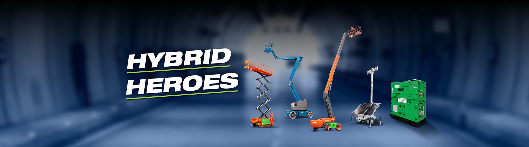 Hybrid and electric access equipment, solar lighting and power equipment available through Access Hire.