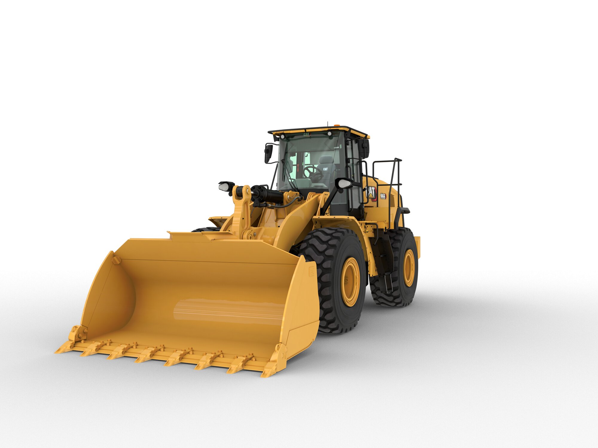 CAT 966 wheel loader with general purpose bucket.