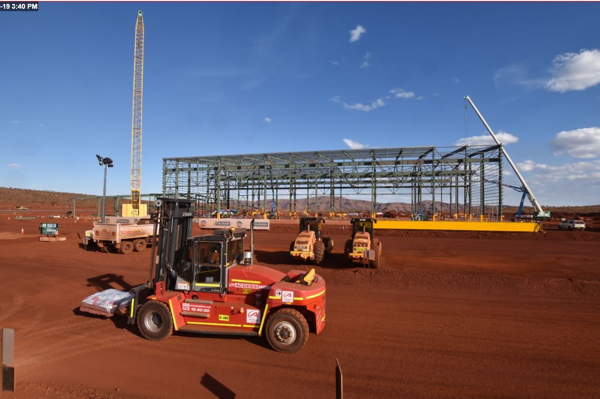 Access Hire Kalmar forklift operating on a mine site construction project in Western Australia.