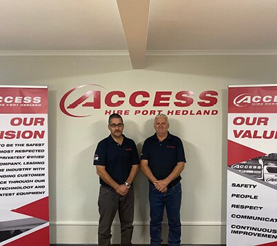 Access Hire Port Hedland team members standing inside the Port Hedland branch